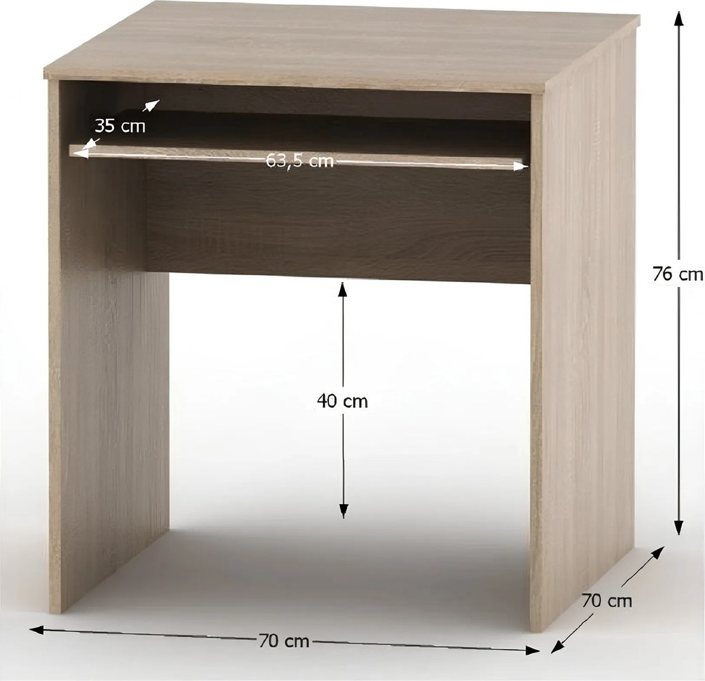 Íróasztal kihúzható billentyűzettartóval, tölgy sonoma, TEMPO ASISTENT NEW 023
