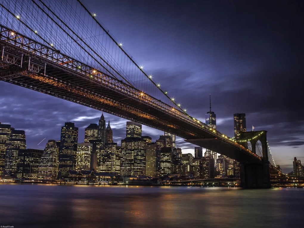 Poszter 40x30cm Brooklyn híd és Alsó-Manhattan panoráma alkonyatkor 3