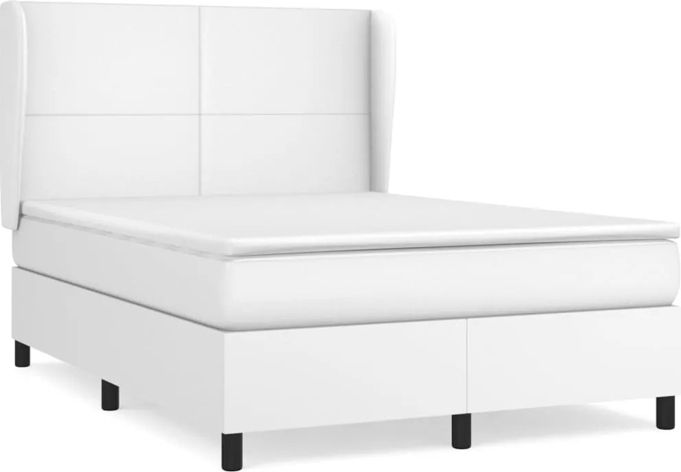 vidaXL fehér műbőr rugós ágy matraccal 140 x 200 cm