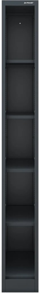 Keskeny fém irattároló polc dokumentumokhoz antracit: TIM 250 x 1950 x 600 mm