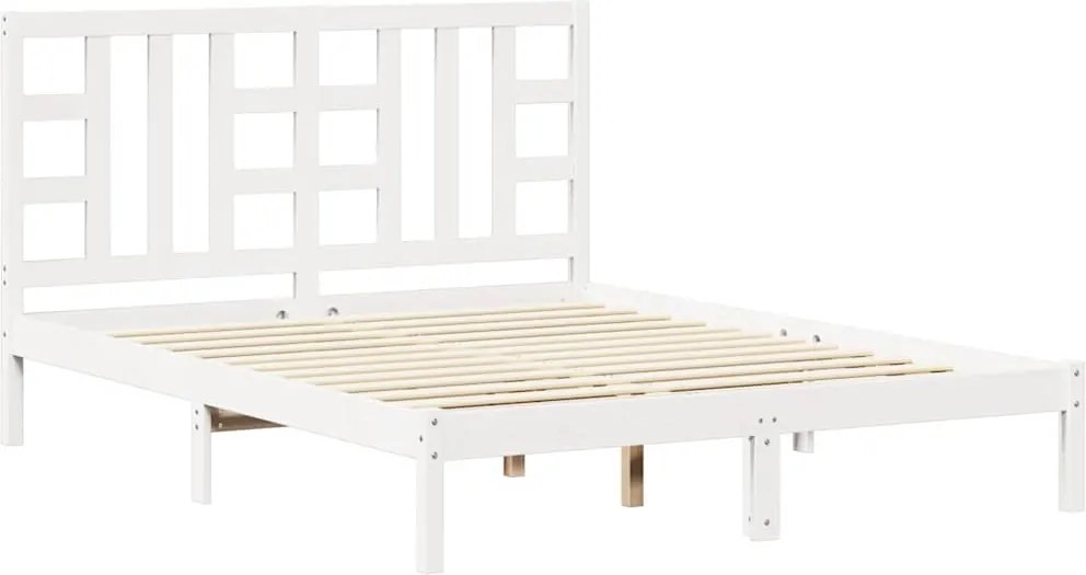 vidaXL King Size fehér tömör fa ágykeret 150 x 200 cm