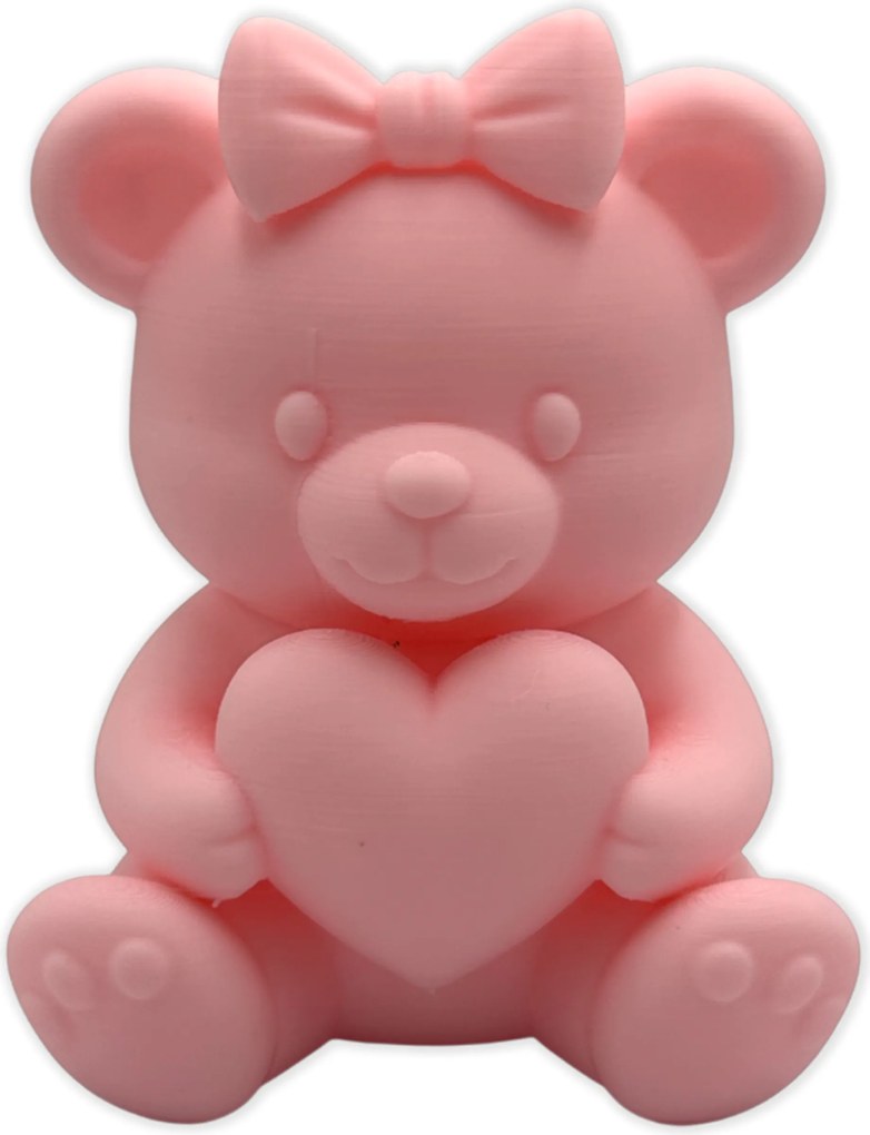 Mackó figura szívvel Rózsaszín Valentin nap Dekoráció Figura Ajándék 11cm