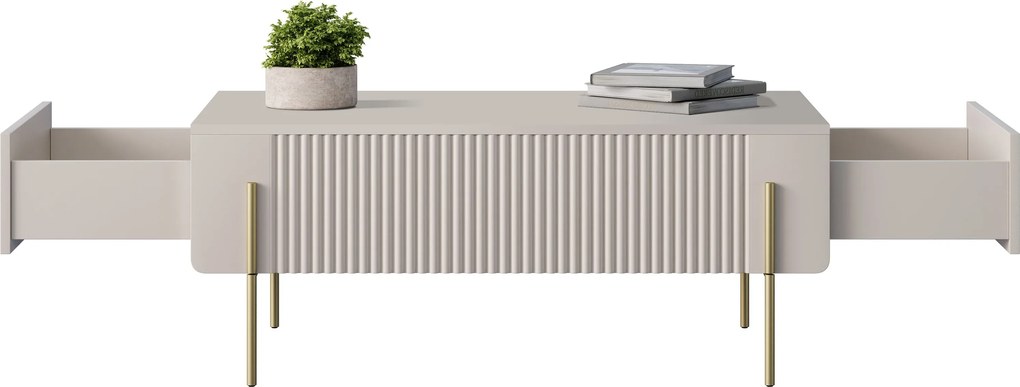 Malmi dohányzóasztal 100 cm fiókokkal - kasmír / arany lábak