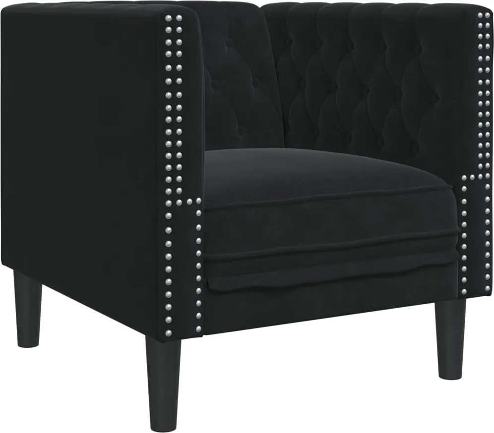 vidaXL fekete bársony Chesterfield kanapéfotel