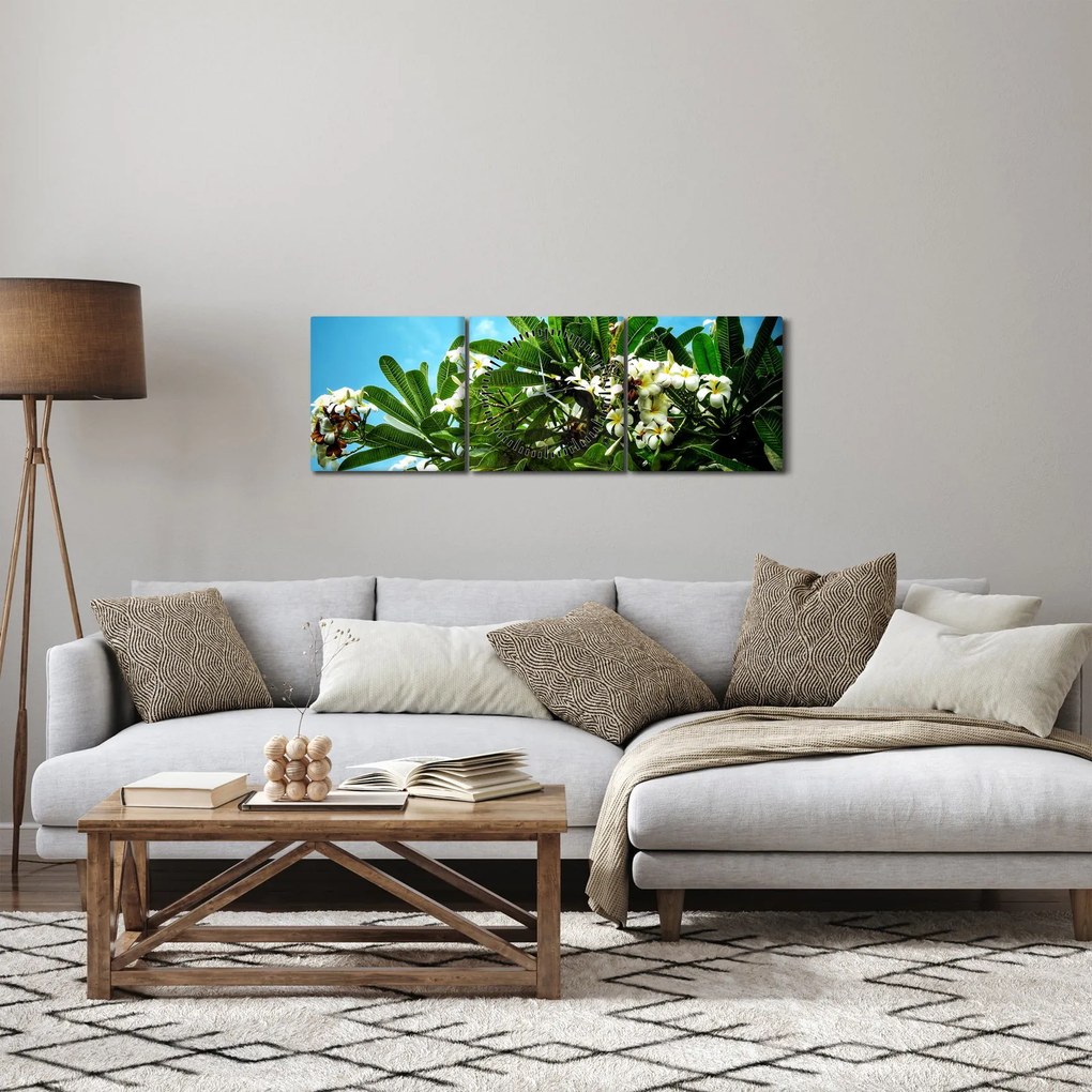 Kép - Plumeria (órával) (90x30 cm)