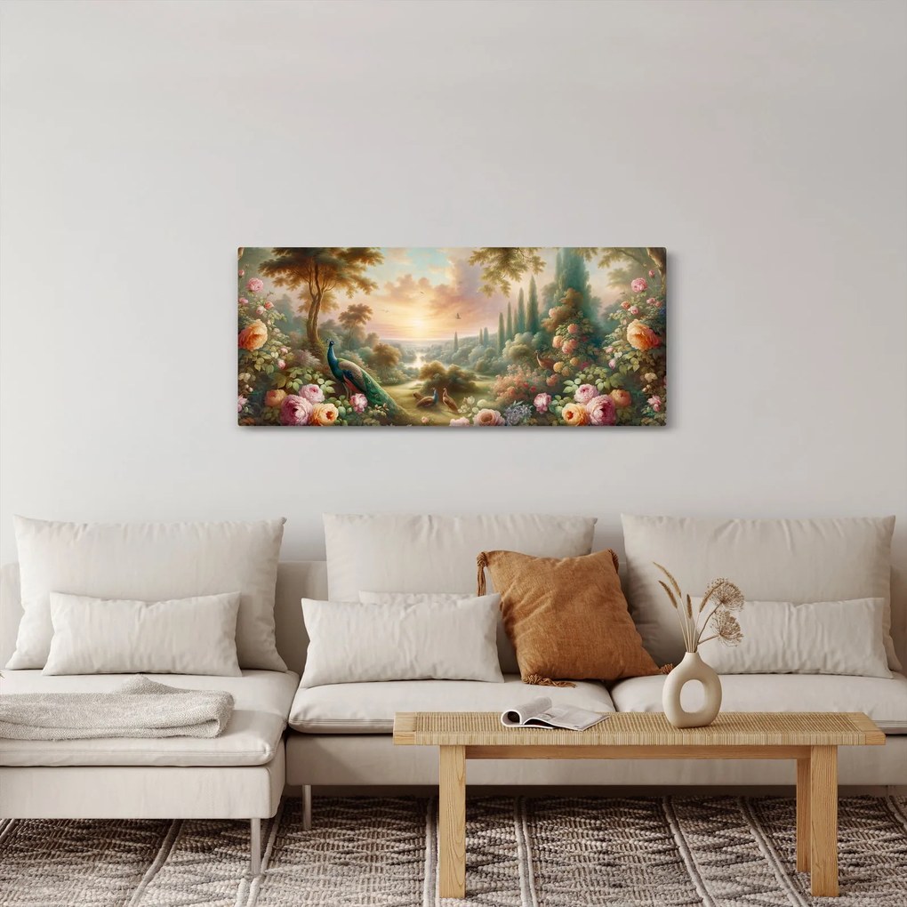 Kép - Pávák a kertben (120x50 cm)