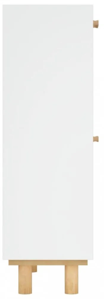 Fehér szerelt fa és természetes rattan cipőszekrény 52x25x80 cm