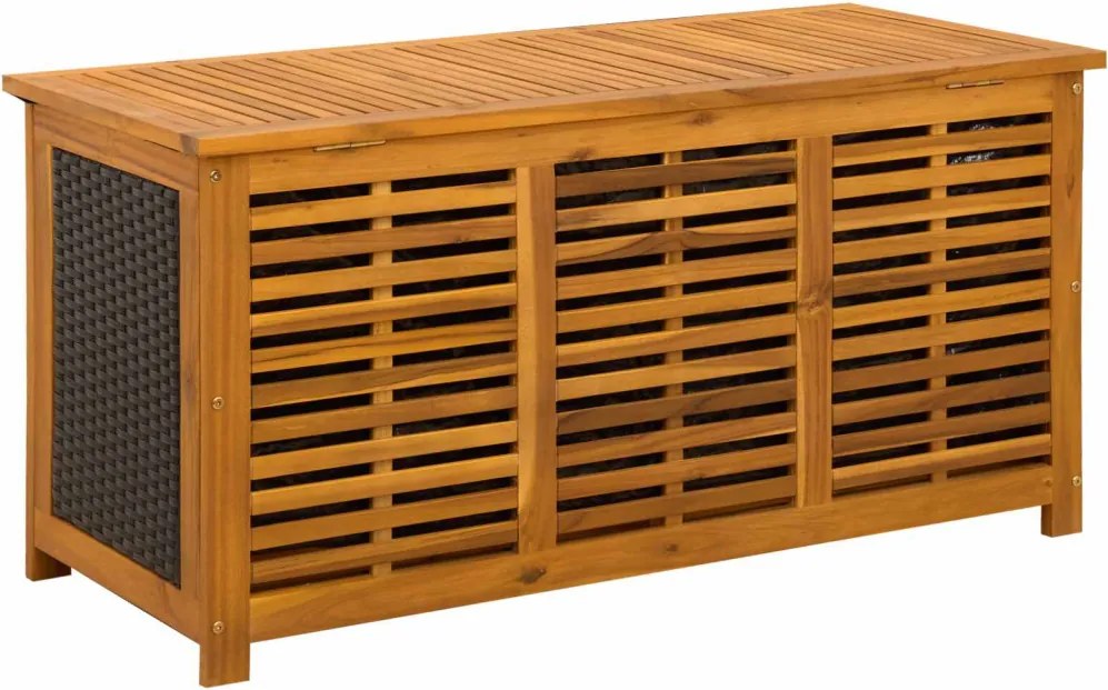 vidaXL Kerti Tároló Doboz 185 L Tömör Akácfa 113 x 50 x 56 cm Fekete