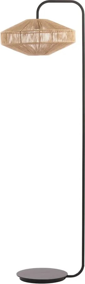 Matt fekete-natúr színű állólámpa textil búrával (magasság 164 cm) Lyra – Light & Living