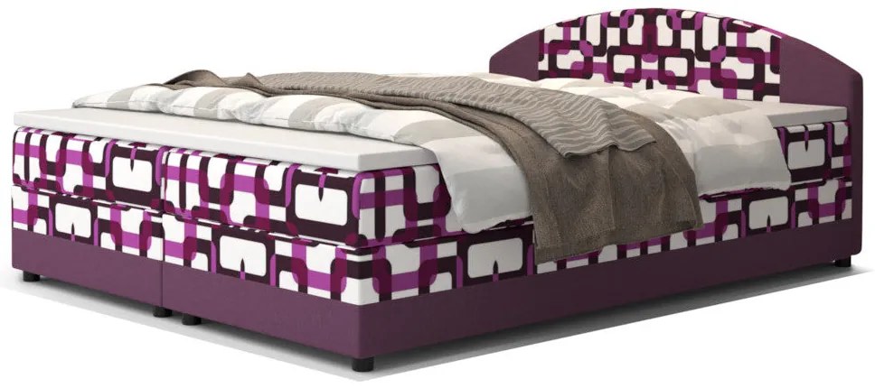 Kárpitozott boxspring ágy ORAN - lila/rózsaszín / 160x200