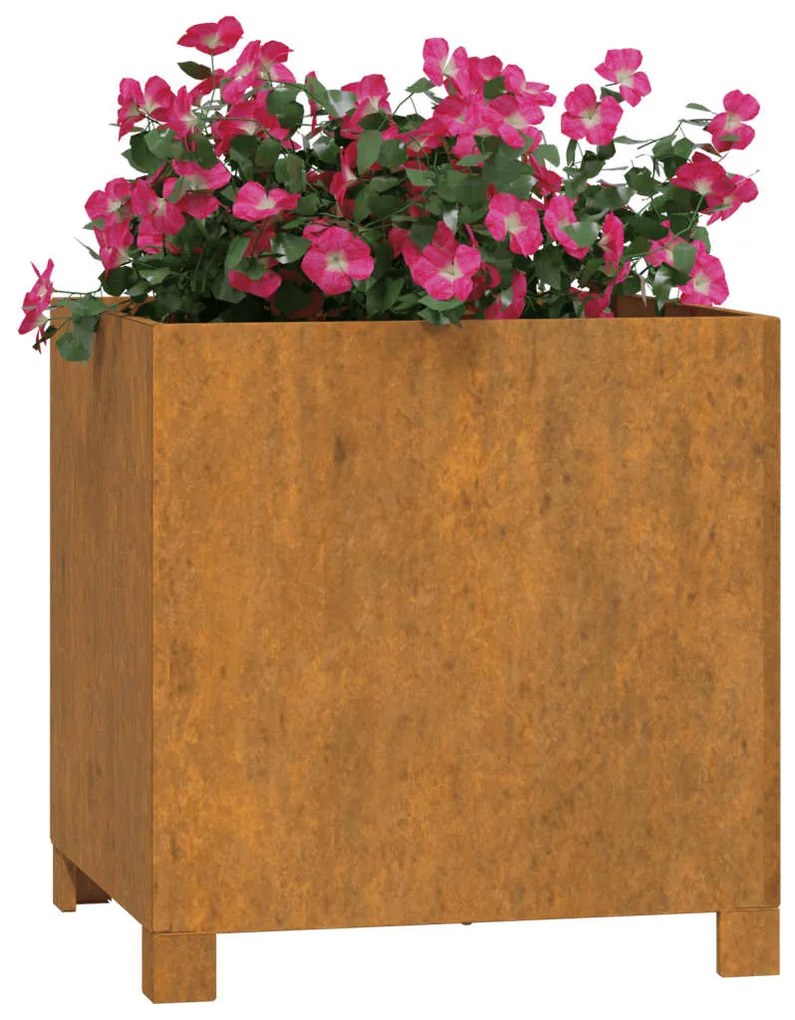 Rozsda színű corten acél növénytartó lábbal 42 x 40 x 43 cm