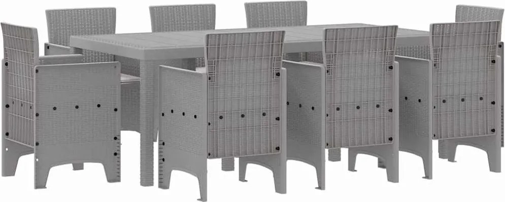 vidaXL Kert étkező szett 9 pcs Világosszürke Polipropilén