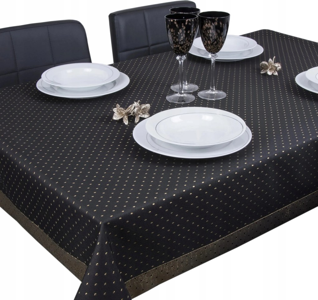 Abrosz dekoratív Pöttyös Lux 200x140 fekete arany