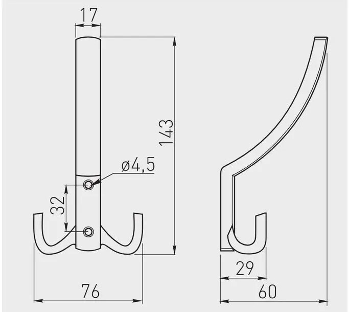 Fogas fém, K23-D1, kalaptartós, matt króm