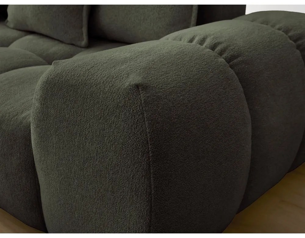 Zöld zsenília kinyitható-tárolóhelyes sarokkanapé (bal oldali-L alakú) Everest – Bobochic Paris