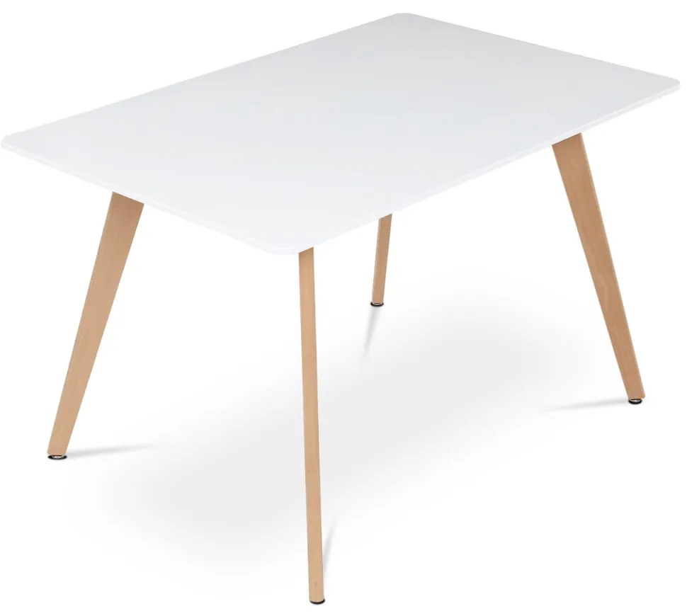 Masă de Bucătărie 120x80x74 cm, MDF, lac alb mat, picioare din fag masiv. DT-313