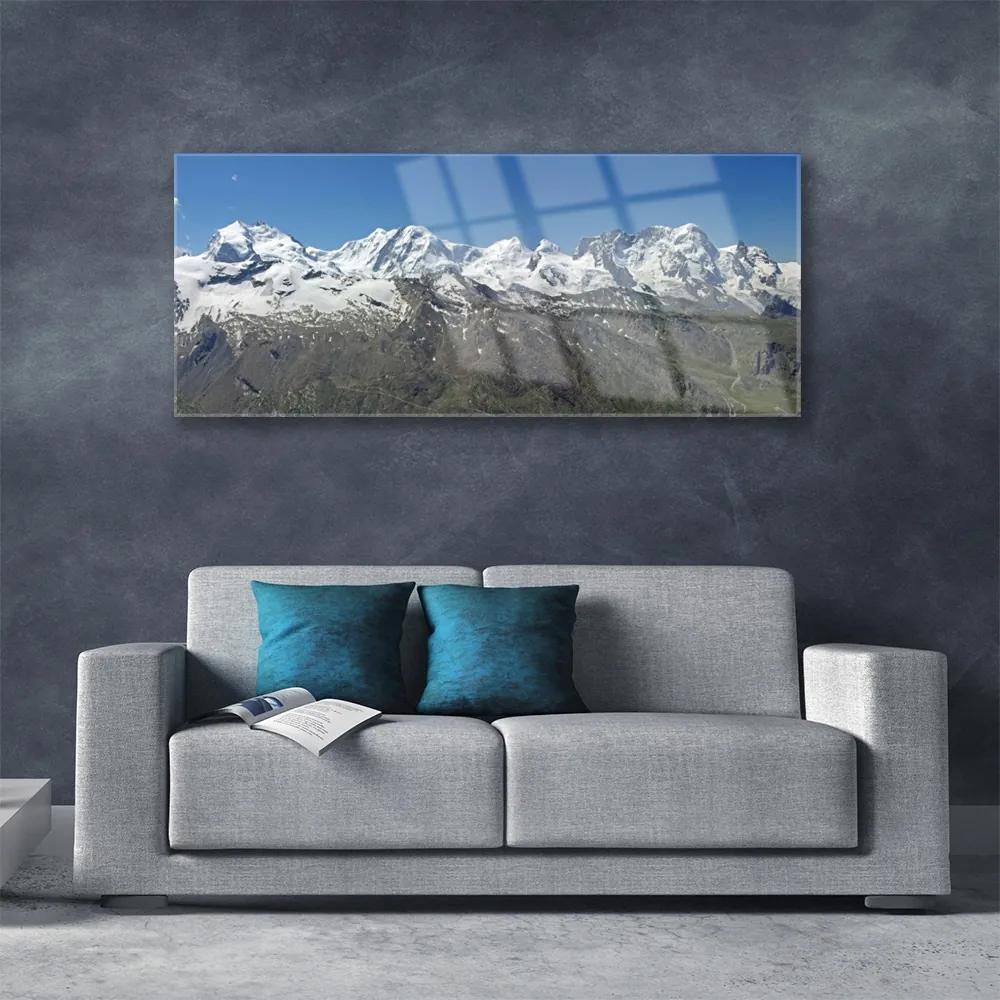 Fali üvegkép Snow Mountain Landscape 100x50 cm
