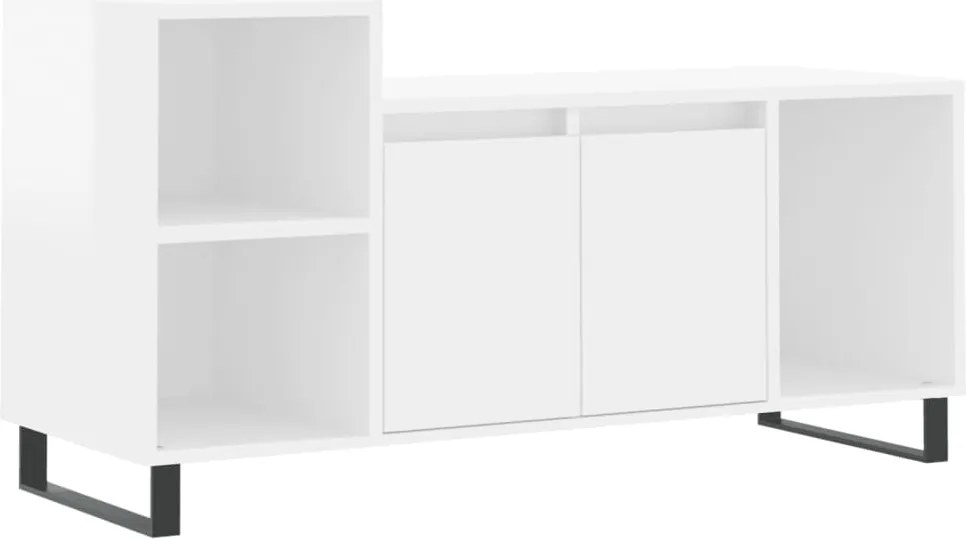 vidaXL fehér magasfényű szerelt fa TV-szekrény 100x35x55 cm