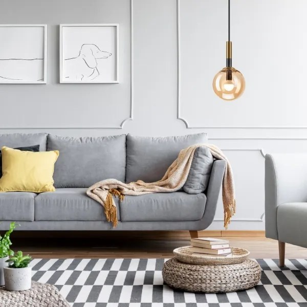 Csillár zsinóron ROLLO 1xE14/5W/230V arany/füstös bézs