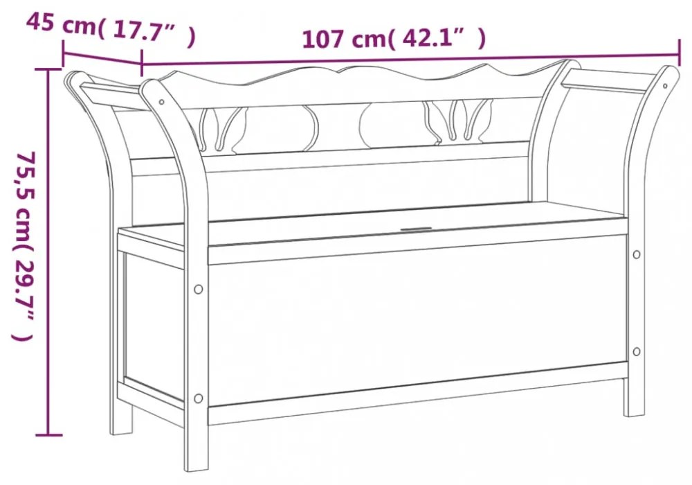 fekete tömör fenyőfa pad 107 x 45 x 75,5 cm