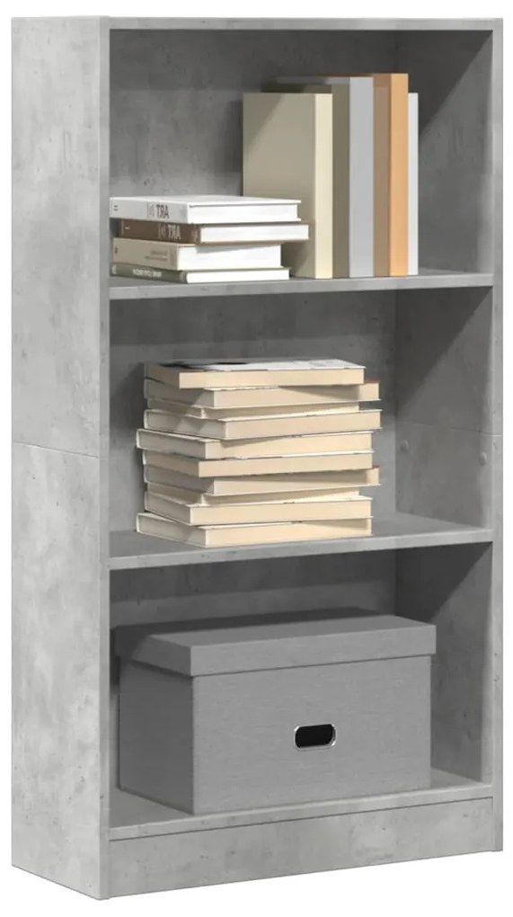 betonszürke szerelt fa könyvespolc 60 x 24 x 109 cm