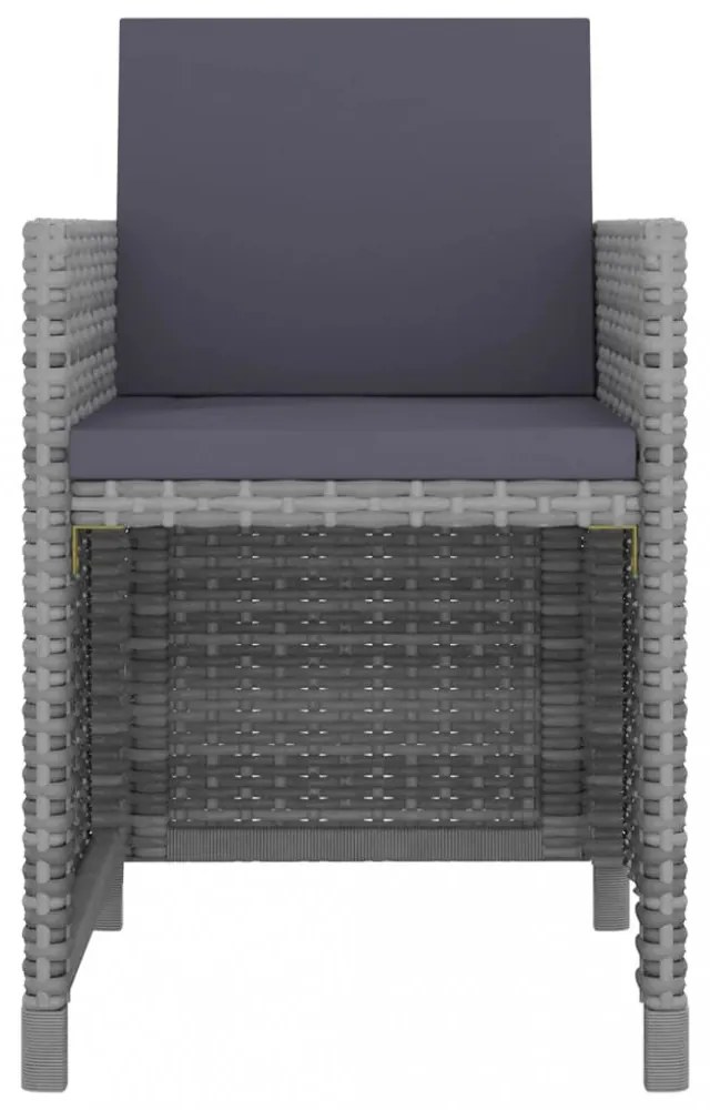 5-részes szürke kültéri polyrattan étkezőszett párnákkal