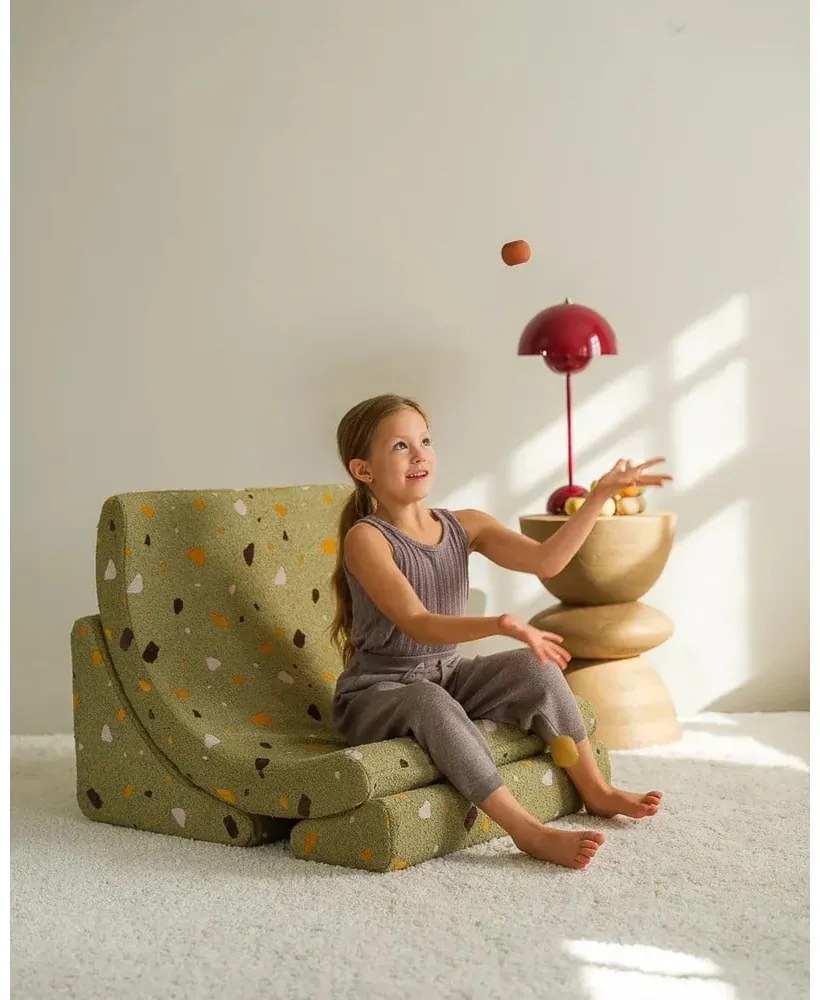 Zöld buklé-zsenília gyerek fotel Terrazzo Moon – Wigiwama