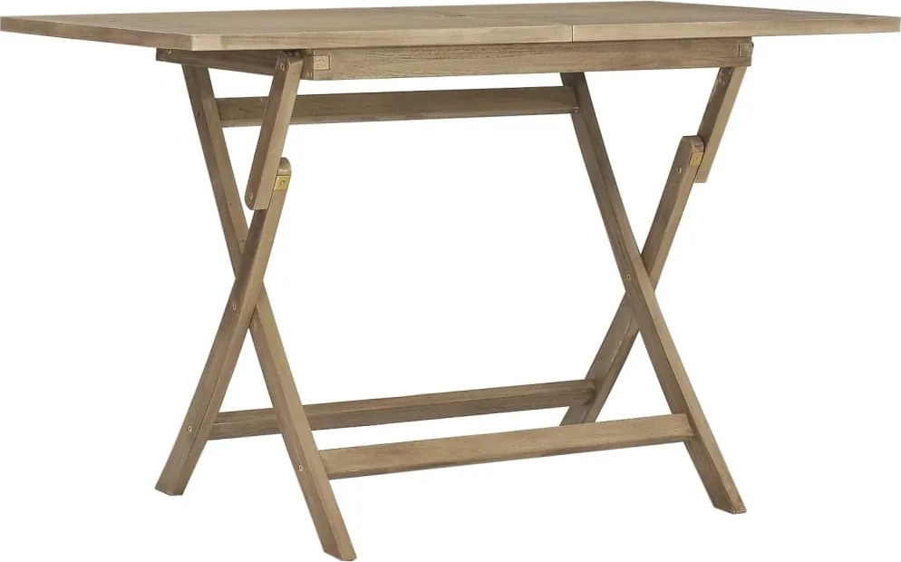 vidaXL szürke összecsukható tömör tíkfa kerti asztal 120 x 110 x 75 cm