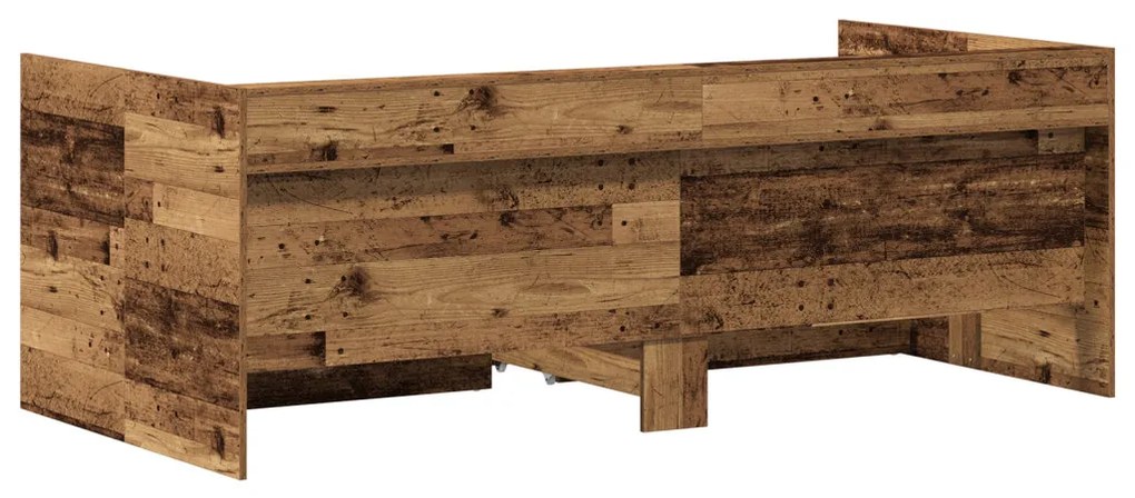 vidaXL Nappaliágy fejtámlával fiókkal Öreg fa 90 x 200 cm Faanyag