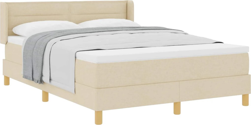 vidaXL Rugós Ágy matracmal fejtámlával Krém 140 x 190 cm szövet