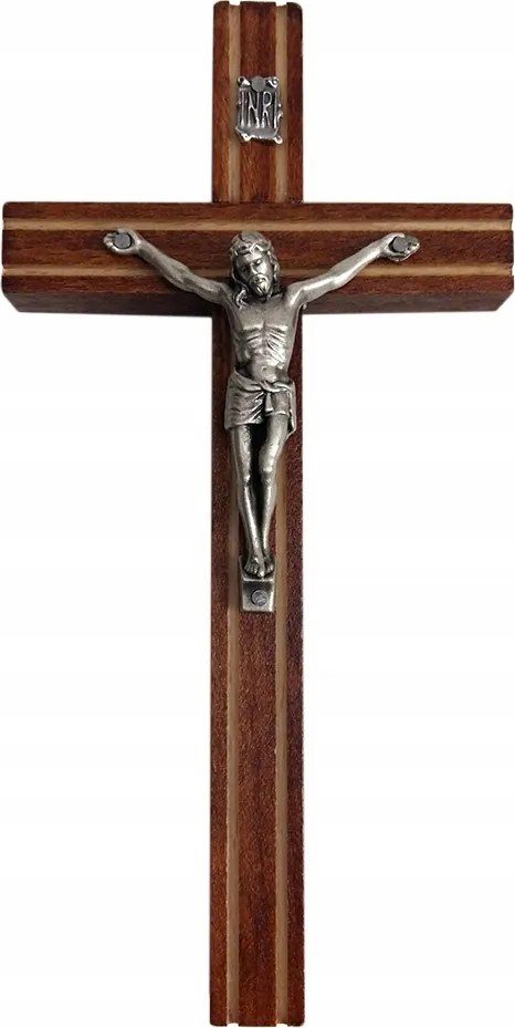 Függő kereszt fa sötét 16cm vágott