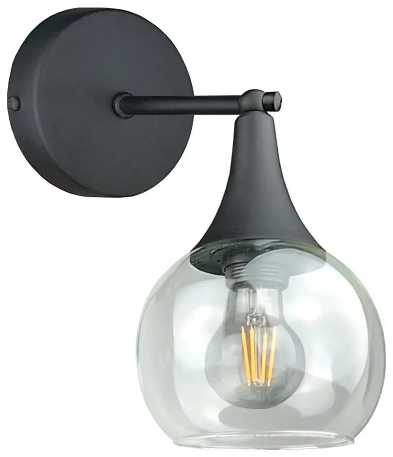 Fali lámpa STAR 1xE27/60W/230V fekete/átlátszó