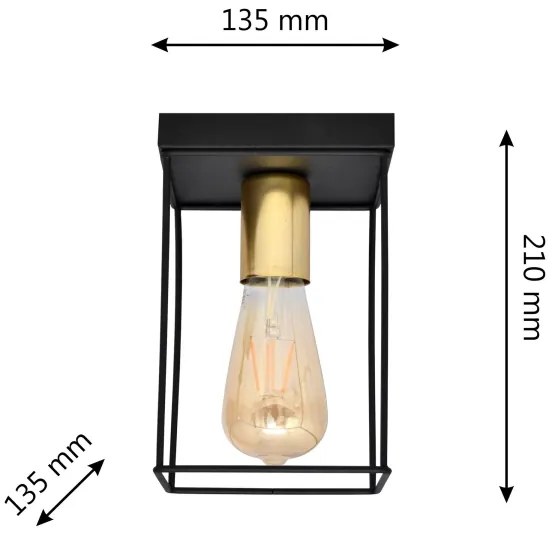 Mennyezeti lámpa FINN 1xE27/15W/230V fekete/arany