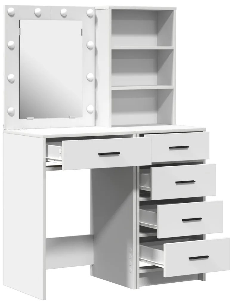 Öltözködőasztal fiókkal 2 pcs Fehér 50 x 41 x 135 cm Faanyag