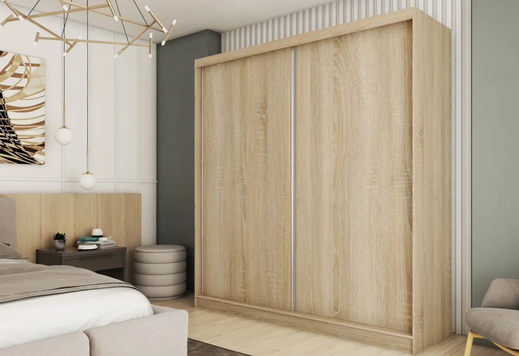 GALAN tolóajtós ruhaszekrény, 180x216x61, wenge