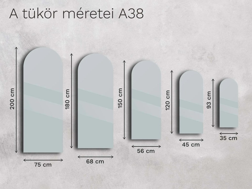 Atipikus tükör LED világítással A38 56×150