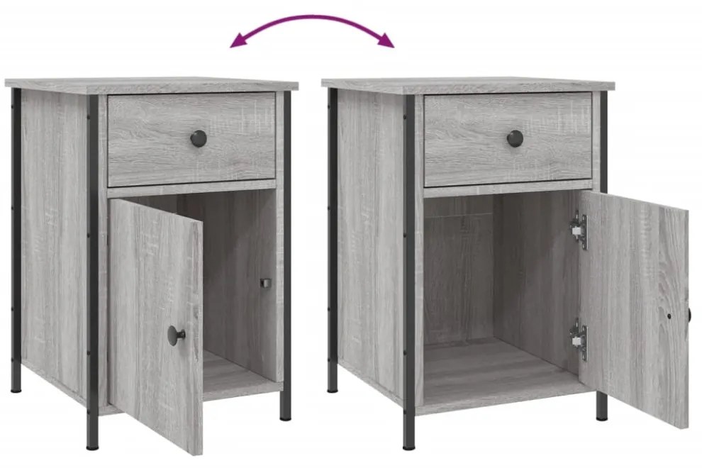 szürke sonoma színű szerelt fa éjjeliszekrény 40 x 42 x 60 cm