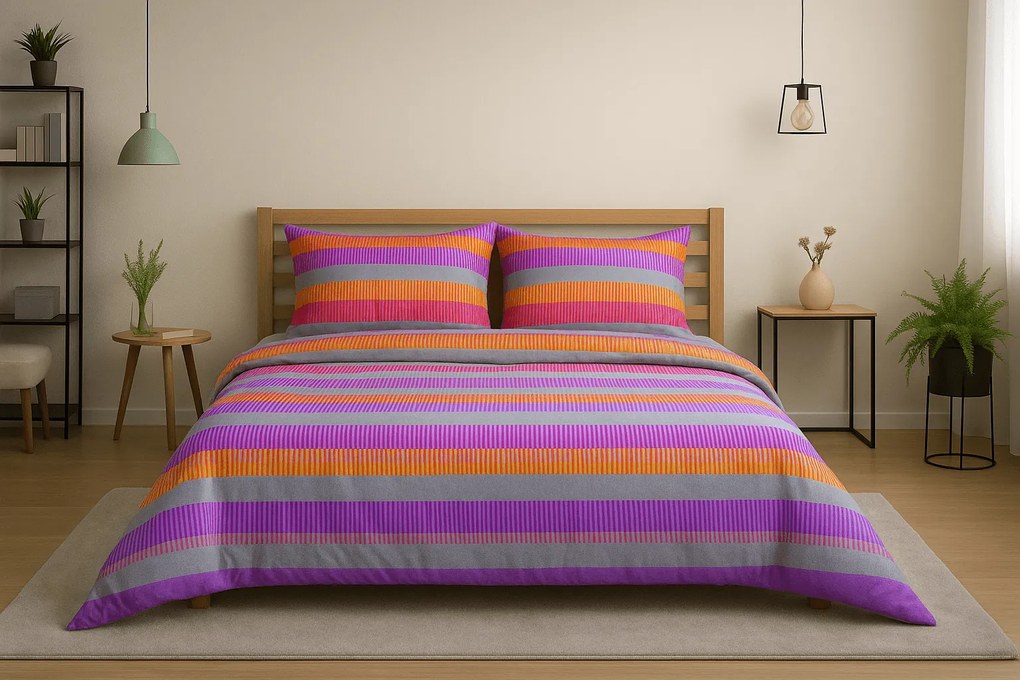 Polipamut ágynemű ELLE PURPLE, lila Ágyneműhuzat mérete: 70 x 90 cm | 140 x 200 cm