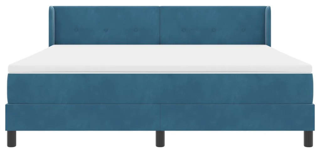 Boxspring Ágy Mattal Sötétkék 180x200 cm Bársonyos