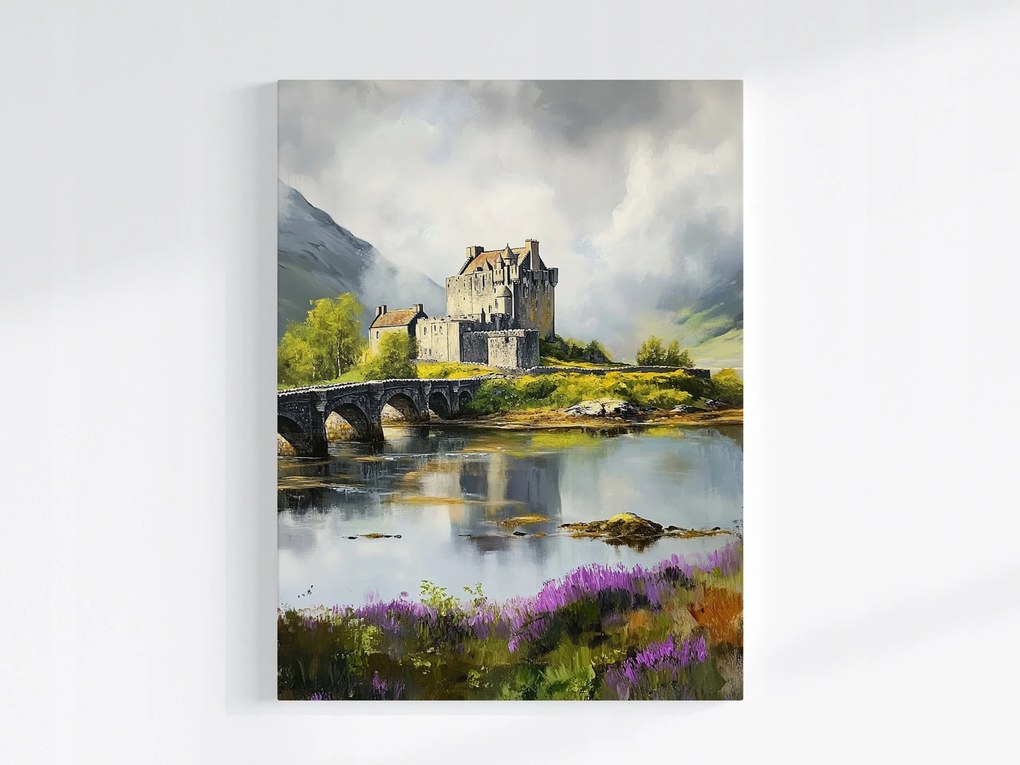 Vászonkép Canvas Tájkép Skócia Highlands Hegyek Kastély Híd 60x80
