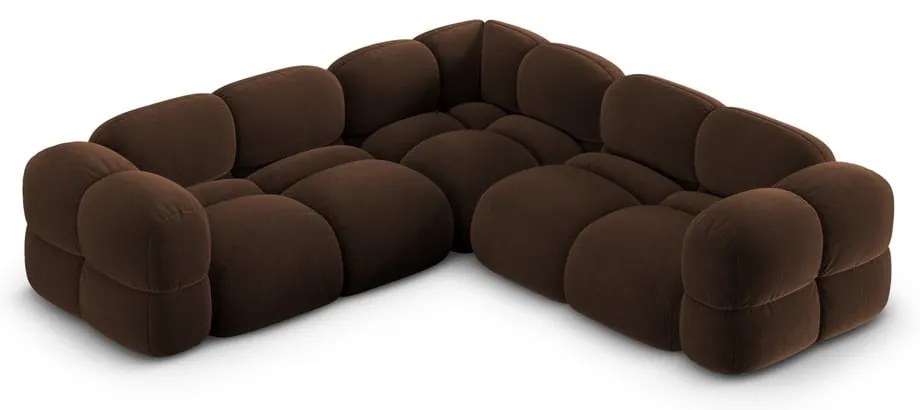 Sötétbarna bársony sarokkanapé Loretto – Cosmopolitan Design