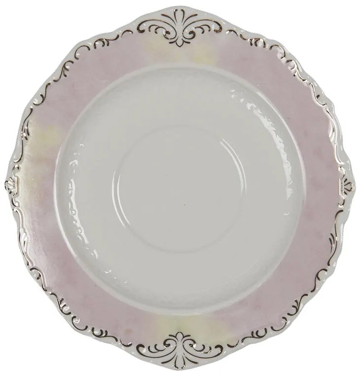 Vintage viktoriánus rózsa mintás porcelán teáscsésze aljjal arany peremmel fehér
