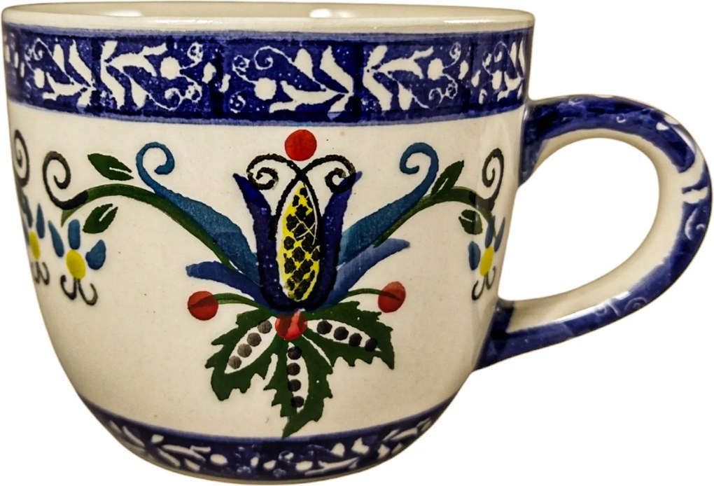 Kerámia Csésze Kicsi, Füllel Kb. 0,2 ML Festett Virágos