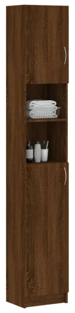 barna tölgy színű szerelt fa faliszekrény 32x25,5x190 cm