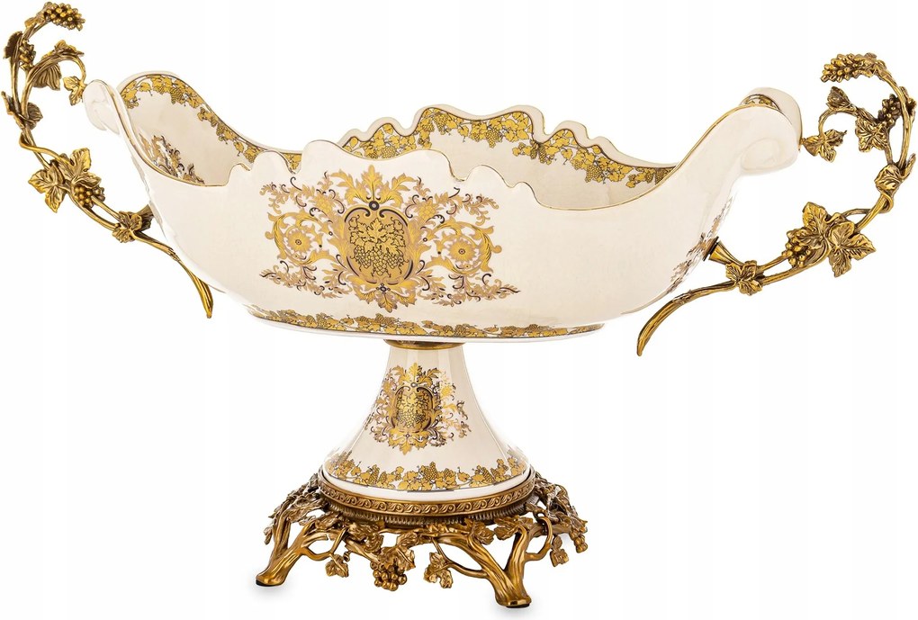 Palota tálca fogantyúk Retro kerámia öregített patera arany patera láb