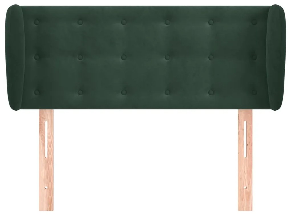 sötétzöld bársony fejtámla szárnyakkal 83x23x78/88 cm