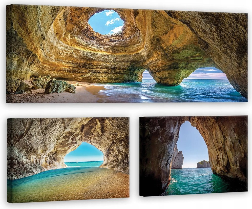 Vászonkép 80x55 Tengeri barlang természet csodája tengerpart sziklák tenger tengerpart nyugalom