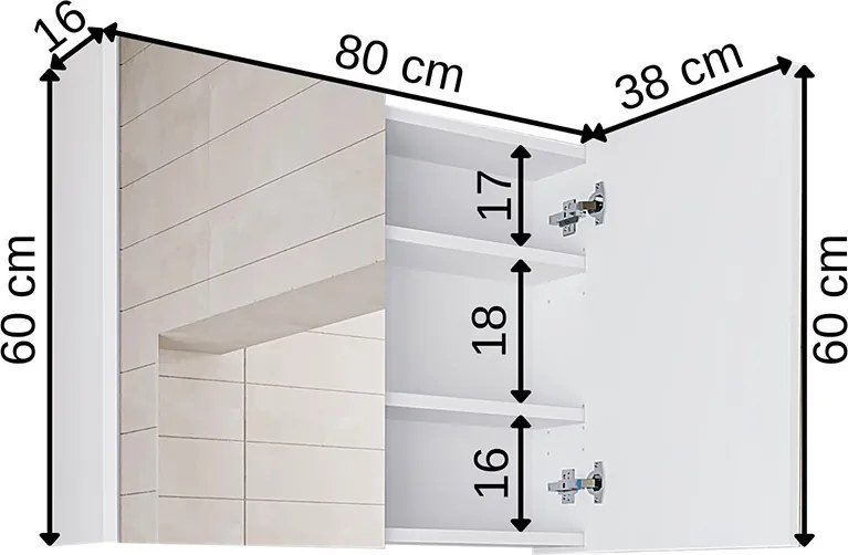 Fürdőszobaszekrény, 80 cm – TR283VLN1478