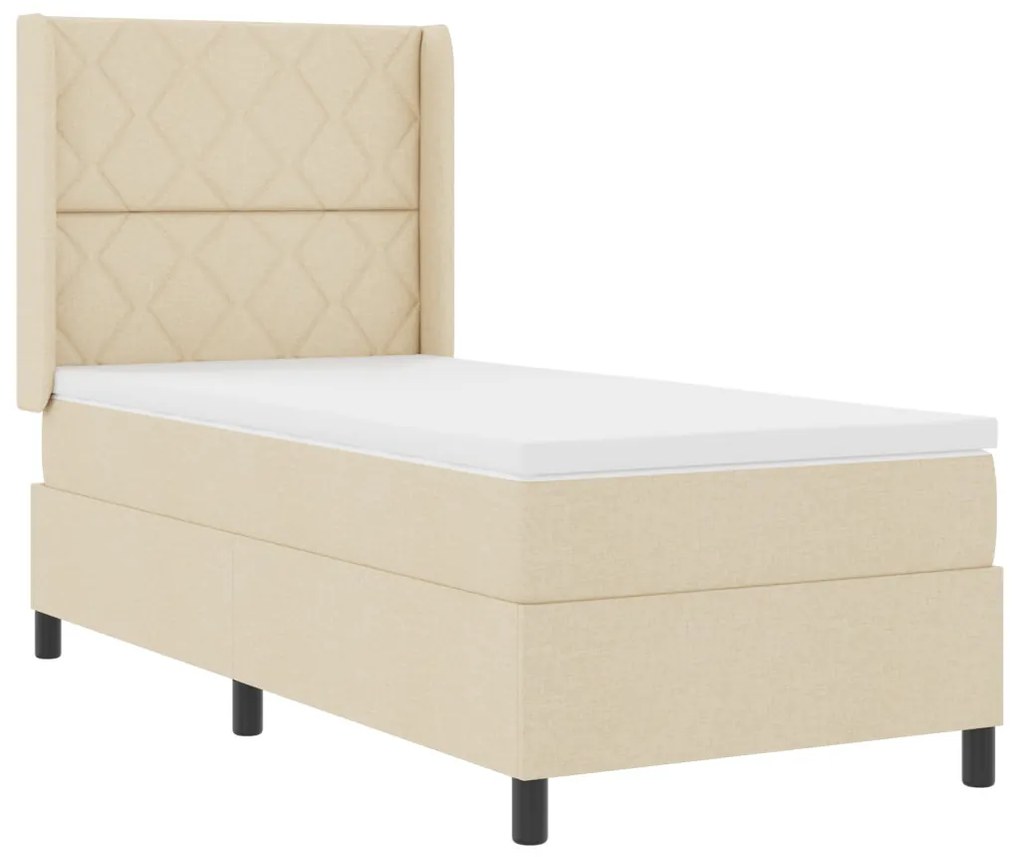 Boxspring Ágy Matrac Nélkül Krém 90x200 cm Szövet