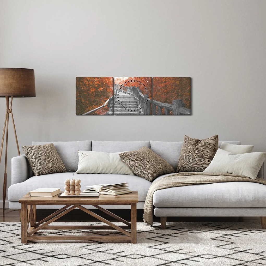 Kép - Lépcsők a természetben, narancssárga (órával) (90x30 cm)